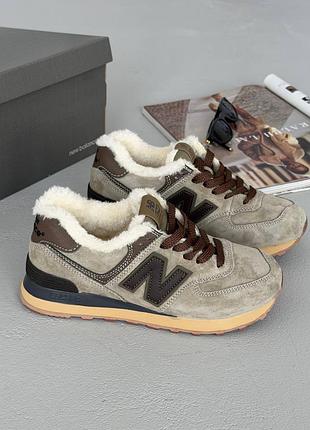 Утеплені кросівки на хутрі new balance 574 brown fur❄️