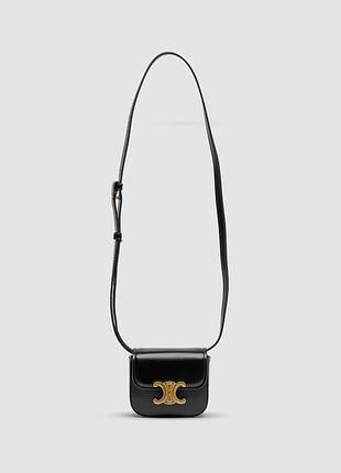💎 celine triomphe mini claude shoulder bag black 11.5 x 9 x 4.5 см