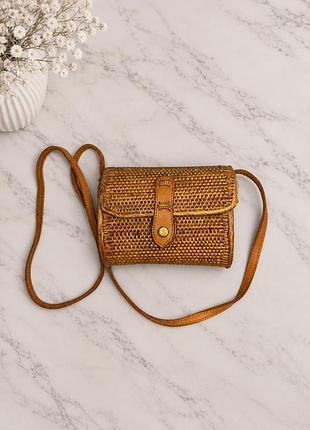 Плетена сумка ручної роботи з натурального матеріалу, міні crossbody
