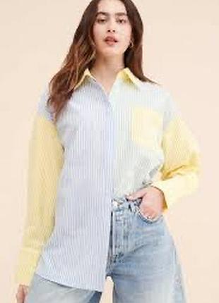 Женская оверсайз-рубашка zara в стиле пэчворк