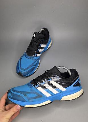 Кроссовки adidas response boost techfit в сине-черном цветном дизайне с белыми фирменными полосками