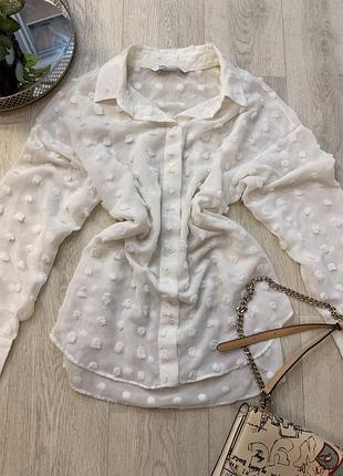 Сорочка напівпрозора від zara , трендова модель розмір l