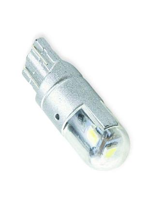 Автолампа світлодіодна бц 12-5 лазер. white 3 smd-2835 сірий пластиковий цоколь (лінза) megalight