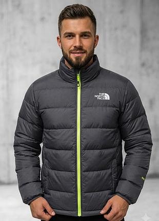 Темно-сірий стібаний пуховик the north face
