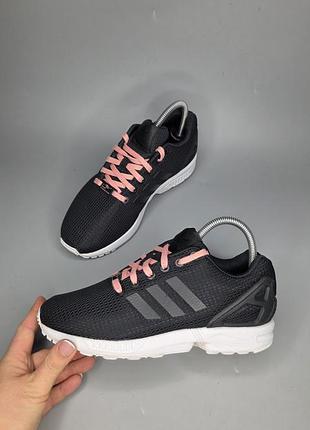 Жіночі кросівки adidas originals zx flux w з сітчастим верхом та рожевими шнурками