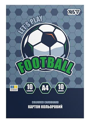 Картон цветной односторонний а4 yes football 955491 10 листов 5244142
