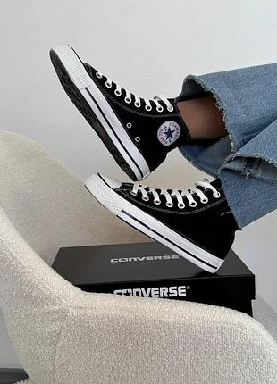 Жіночі кеди converse all star високі чорні текстиль кросівки конверси 38-24.5 (b)