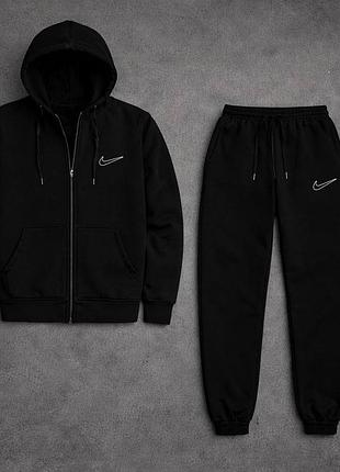 Мужской спортивный костюм nike черный найк кофта на змейке штаны весенний осенний xxl (b)