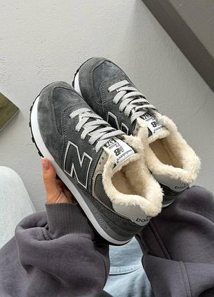 Утепленные кроссовки на меху new balance 574 grey fur❄️