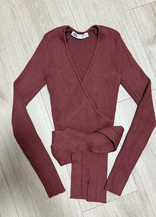 Укорочена кофта на завʼязках zara