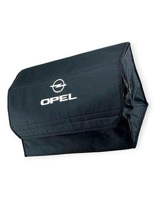 Сумка - органайзер в багажник 500х300х300мм l чорна, oxford вишивка opel на липучках автокомфорт