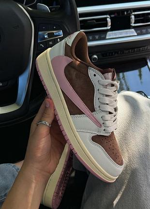 Nike air jordan 1 low x travis scott white brown pink 38