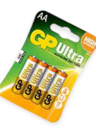 Батарейка aa щелочная 1.5v пальчик gp ultra alkaline 4шт блистер