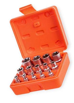 Набір головок torx 1/4", 3/8", 1/2" 14шт, е4-е24 crv (пластиковий кейс) alloid
