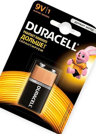 Батарейка "крона" лужна 9.0v прямокутна duracell basic alkaline блістер