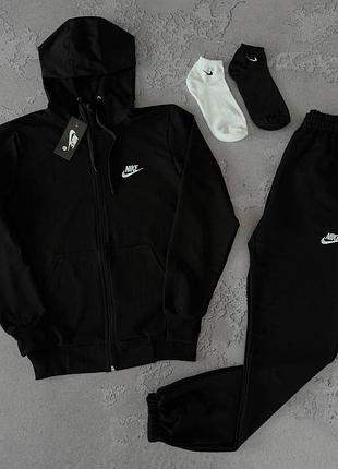 Мужской спортивный костюм nike черный на молнии весенний осенний комплект зип худи + штаны найк s (bon)