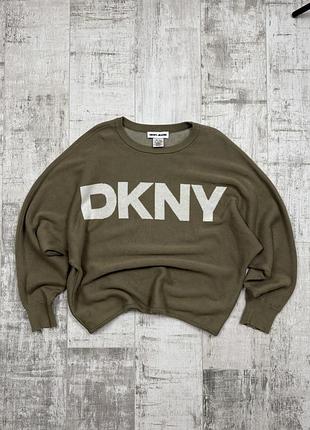 Светр dkny оверсайз хакі з написом, розмір m