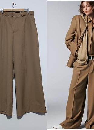 Zara широкие брюки палаццо  в глубоком бежево-верблюжьем оттенке l/175/78 cm