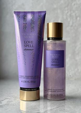 Набір спрей / міст та лосьйон з шимером victoria’s secret love spell shimmer