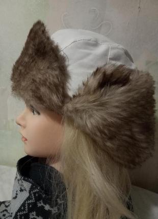 Стильная, теплая шапка-ушанка с теплым, с плотным мехом8 фото