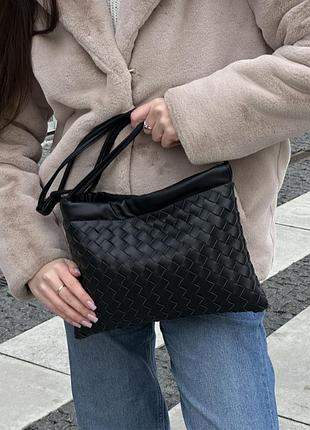 Сумка vintage leather intrecciato crossbody bag black