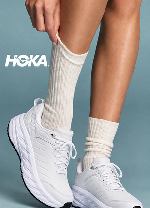 Hoka білі кросівки з натуральної шкіри