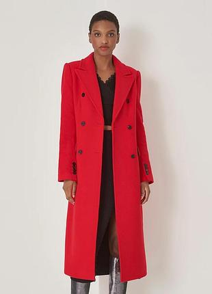 Роскошное шерстяное пальто пиджачного кроя maryling (red peaked lapel )эксклюзивное двубортное пальто прямого силуэта от  бренда maryling в красном