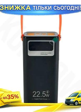 Ku універсальна мобільна батарея universal fit 60000 маг wuw чорна з led дисплеєм для смартфонів і гад uni2l_k