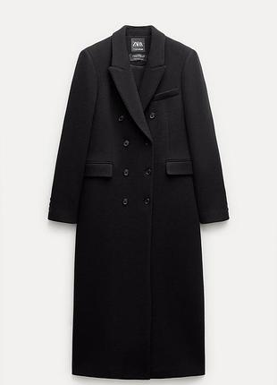 Вовняне двобортне пальто zara manteco (zw collection)