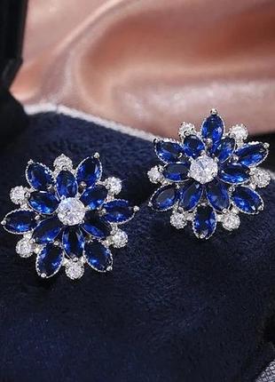 Серьги астра синяя