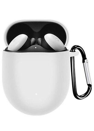 Чохол силіконовий для google pixel buds 2 з карабіном (білий)
