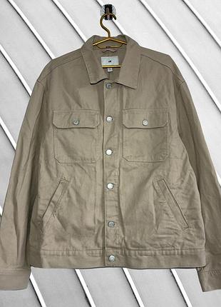 Мужская бежевая джинсовая куртка h&amp;m l xl 50 52 эчемдем базовая мужская джинсовка светлая куртка деним h&amp;m l xl 52
