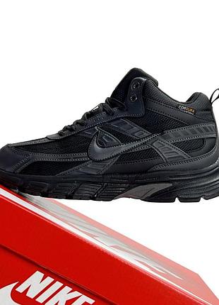 Мужские кроссовки на зиму nike initiator high fur cordura черные кожаные найк кордура инициатор термо на меху вьетнам