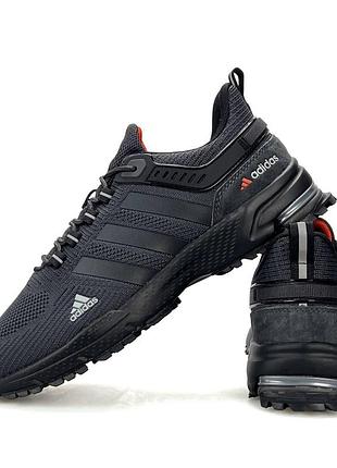 Мужские кроссовки для бега adidas marathon серые из сетки летние для занятия спортом легкие современные для мужчин адидас марафон