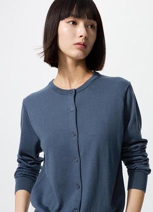 Кардиган uniqlo 100% вовна, розмір l, синій