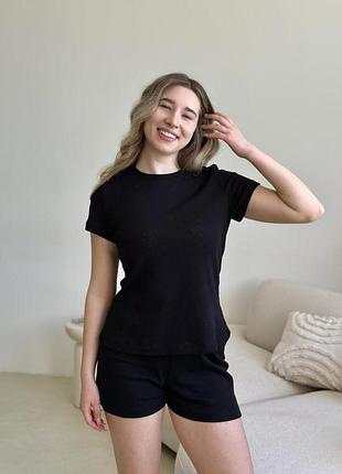 Женская пижама футболка + шорты rose amour, черная