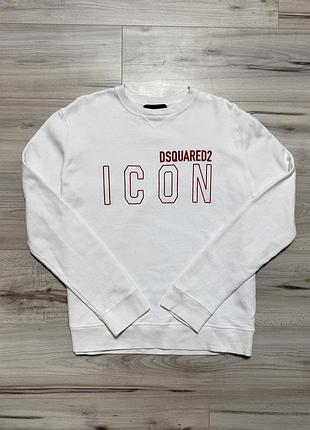 Премиальная белая кофта свитшот дискваред dsquared2 icon cool fit sweatshirt, l, оригинал
