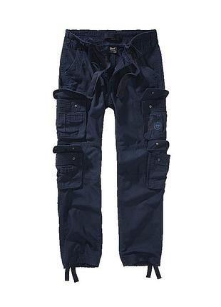Мужские штаны brandit pure slim fit navy темное синие зауженые брюки карго брендит оригинальные германия m