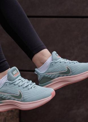 Женские кроссовки nike zoom winflo синие легкие летние кроссы сетка найк зум винфло стильная обувь на лето