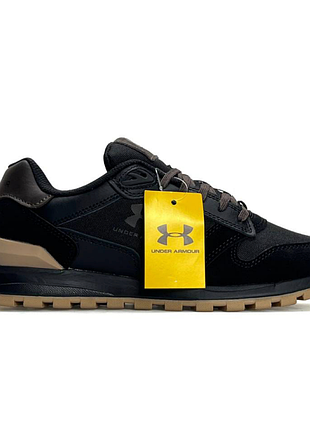 Кросівки чоловічі under armour essential runner чорні коричневі шкіряні кроси андер армор з амортизацією на осінь весну