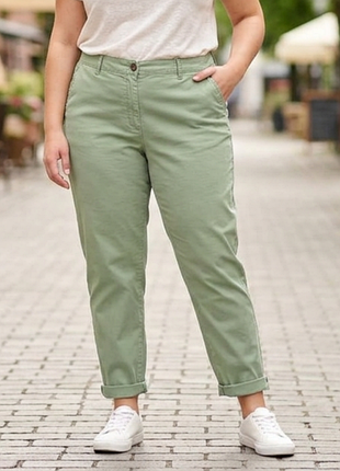 Женские брюки чинос marks &amp; spencer оливковые р. 18 long