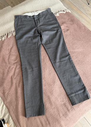 Чоловічі брюки штани massimo dutti розмір 42 98% вовна середня посадка сірого кольору
