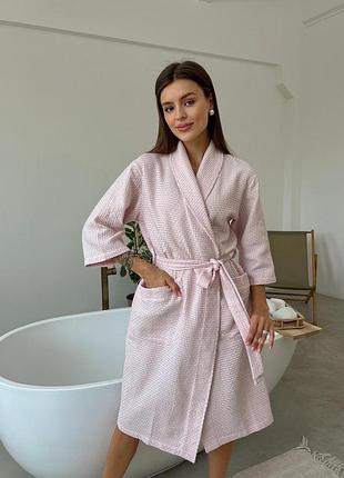 Жіночий халат cosy шаль ланцюжок ніжно рожевий