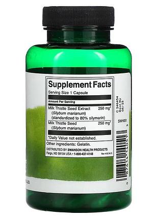 Swanson milk thistle features 80% silymarin 120 капсул 2