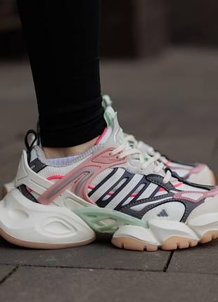 Красивые женские кроссовки adidas vento xlg deluxe white pink брендовые кроссовки адидас венто на весну лето
