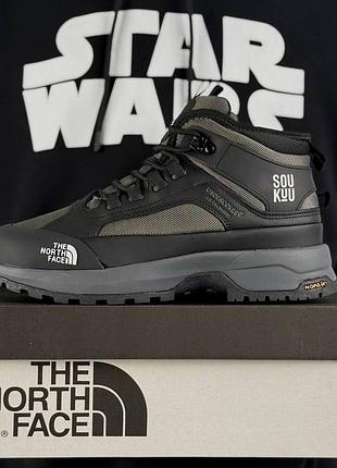 Мужские кроссовки на зиму the north face x soukuu glenclyffe fur gore tex серые норз фейс термо на меху водостойкие