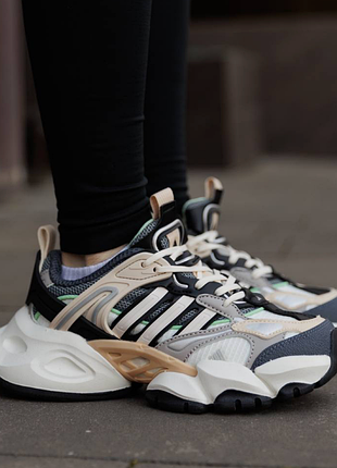 Красивые женские кроссовки adidas vento xlg deluxe beige green брендовые кроссовки адидас венто на весну лето