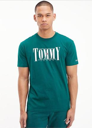 Футболка tommy jeans essential serif logo t-shirt green