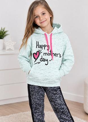 Мягкий, тёплый худи «happy mother’s day» для девочки, р 104 normini
