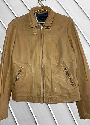 Жіноча шкіряна куртка косуха massimo dutti m s 38 40 44 46 массімо дутті бежева шкірянка 100% натуральна шкіра massimo dutti m 44